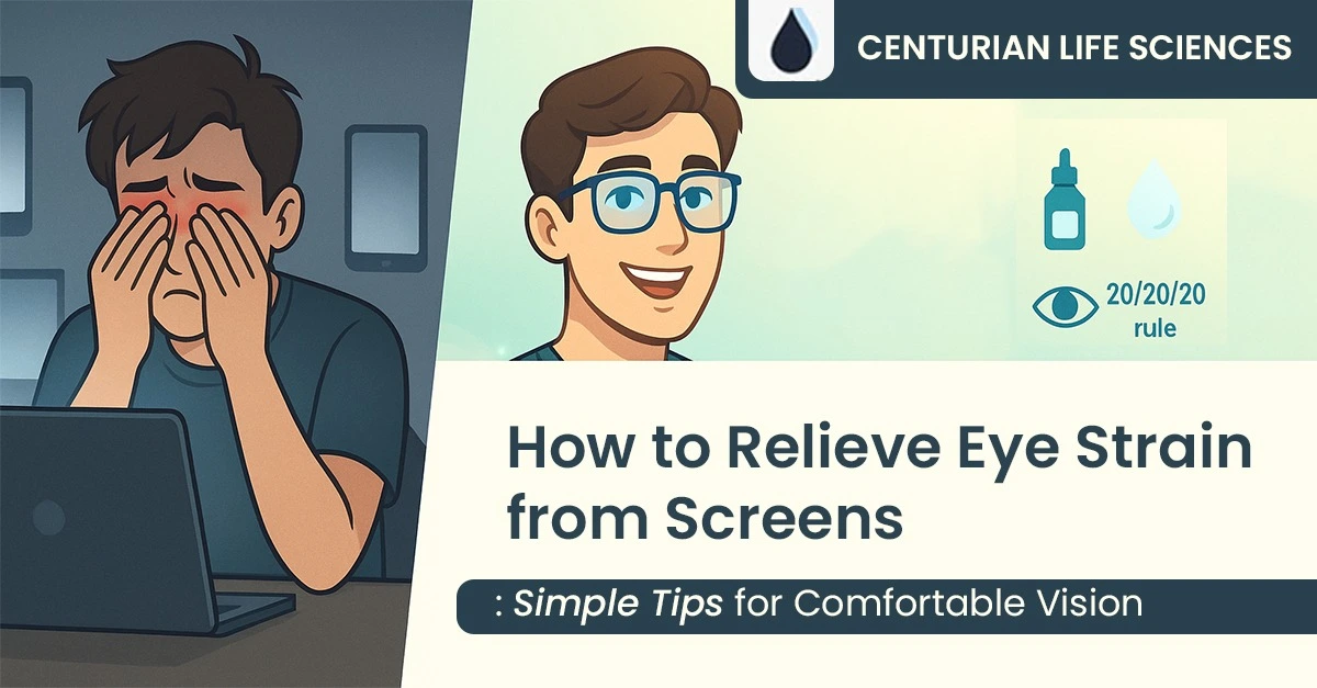Relieve eye strain from screens with simple, expert-recommended habits by Centurian Life Sciences for better eye comfort and daily wellness.